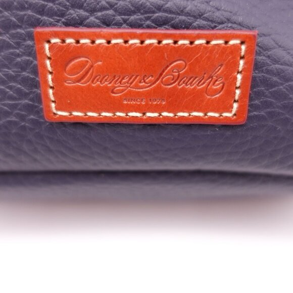 LN Dooney & Bourke Small Pebbled Leather Zipper Pouch Case Navy Blue - Picture 10 of 12